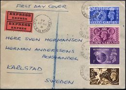 GROSSBRITANNIEN 1948 (29.7.) Olympiade, Kompl. Satz (1K:LEICESTER) Bedarfs- Ausl.-Eil-FDC.!  (Mi.237/40, + 40.- EUR) - - Estate 1948: Londra