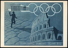 ITALIEN 1952 (22.3.) 25 L. Olympia- U. Sport-Briefm.-Ausstellung C.O.N.I., EF = Flußgott Tiber Etc. + ET-SSt.: ROMA/ MOS - Estate 1952: Helsinki