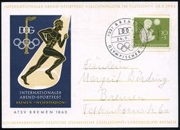 23 BREMEN 1/ DOG/ OLYMPISCHER TAG 1956 (24.9.) SSt. = Olymp. Ringe Auf 10 Pf. Olympiade (Mi.231 EF) Color-Sonderkarte: I - Ete 1956: Melbourne