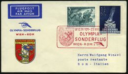 ÖSTERREICH 1960 (23.8.) Roter SSt: WIEN 101/3/OLYMPIA-/SONDERFLUG/WIEN-ROM (Wappen M. Wöflin, Romulus U.Remus) Auf Olymp - Zomer 1960: Rome