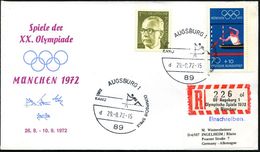 89 AUGSBURG 1/ OLYMP.SPIELE/ KANU 1972 (29.8.) SSt = Kanu-Piktogramm Auf 70 Pf.+ 10 Pf. Kanu-Slalom (Mi.737 U.a.) + Sond - Zomer 1972: München
