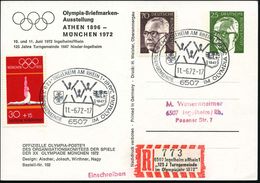 6507 INGELHEIM AM RHEIN 1/ 125 J.TURNGEMEINDE IM OLYMPIAJAHR 1972 (11.6.) SSt = 3 Turner (u. Wappen) 2x Auf PP 25 Pf. He - Ete 1972: Munich
