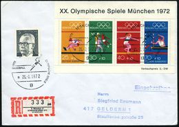 8 MÜNCHEN 2/ OLYMP.SPIELE/ HANDBALL/ A 1972 (26.8.) SSt = Handball-Piktogramm Auf Olympia-Block (Mi.Bl.8 + 25.- EUR Etc. - Ete 1972: Munich