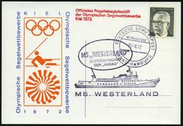 B.R.D. 1972 (30.8.) BPA: DEUTSCHE SCHIFFSPOST/MS Westerland/HADAG-HAMBURG + Div. Olympia-HdN: Offiz. Regattabegleitschif - Zomer 1972: München