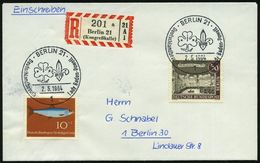 1 BERLIN 21/ Deutschlandbesuch Lady Baden-Powell 1964 (2.5.) SSt (Kleeblatt- U. Lilien-Logo) 2x + Alter Sonder-RZ: Berli - Storia Postale