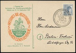 GÖSSNITZ (KR ALTENBURG)/ Tagung D.Sammlergemeinschaften 1947 (14.9.) SSt = St. Georg (Patron Der Pfadfinder Zu Pferd Töt - Covers & Documents