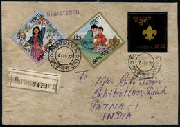 BHUTAN 1972 (10.11.) 1,70 Nu. Scout-Bewegung , Nicht Gelistete  Ungez. Kunststoff-Briefmarke + Provis., Ungez. RZ (PHUNT - Briefe U. Dokumente