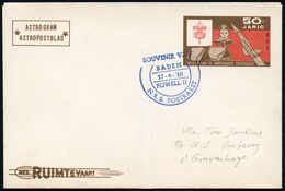 NIEDERLANDE 1960 (27.4.) "Astrogramm" Raketenpost "BADEN POWELL II POSTRAKETE", Jubil.-Vign:. 50 JARIG NRS (US-Scouts 50 - Storia Postale