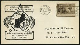 U.S.A. 1957 (12.7.) MWSt: VALLEY FORGE/PA./NATIONAL JAMBOREE/BOY SCOUTS OF AMERICA A. EF 3 C. Boy Scouts, Inl.-SU.; FOUR - Storia Postale