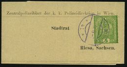 ÖSTERREICH 1918 (5.12.) Privat-Zeitung-Sb: 3 H. Krone, Grün.: Zentralpolizeiblatt Der K.k. Polizeidirektion In Wien ,Vor - Polizei - Gendarmerie