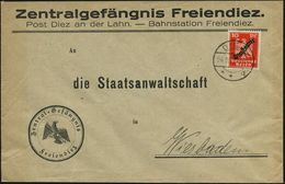 DIEZ/ **d 1925 (24.9.) 1K-Brücke Auf EF Dienst 10 Pf. Adler, Klar Gest. Dienst-Bf.: Zentralgefängnis Freiendiez  (Mi.D 1 - Polizia – Gendarmeria