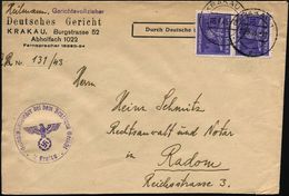 GENERALGOUVERNEMENT 1943 (28.6.) 12 Gr. Dienst, Reine MeF: Paar + 2K. KRAKAU 1/d + Viol. 1K-HdN: Gerichtsvollzieher Bei  - Policia – Guardia Civil