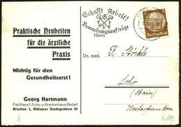 BRESLAU 1/ N/ Schafft Arbeit!/ Gebt/ Bewachungsaufträge 1935 (5.10.) Seltener MWSt = 2 Schlüssel , Klar Gest. Reklame-Kt - Police - Gendarmerie