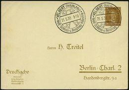 VELBERT (RHEINLAND)/ Welt-Schloss-u.Beschlag-Industrie 1930 (21.5.) HWSt = 2 Alte Schlüssel Klar Auf PP 3 Pf. Goethe (PP - Polizia – Gendarmeria