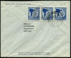 CHILE 1962 (13.4.) 10 C. "Rotary-Regional-Konfrenz Südamrika", Reine MeF: Horizontaler 3er-Streifen , Sauber Gest. Übers - Rotary, Lions Club