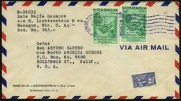 NICARAGUA 1956 (15.3.) 50 C. "50. Jubil. Rotary Internat.", Reine MeF: 2 Stück , Sauber Gest. Übersee-Flp.-Bf.  (Mi.1099 - Rotary, Club Leones