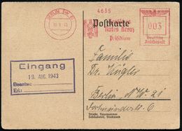 BERLIN SW &!/ Deutsches/ Rotes Kreuz/ Präsidium 1943 (18.8.) AFS (NS-RK-Adler) Auf Info-Karte: Vermißte Des Deutschen Af - Cruz Roja