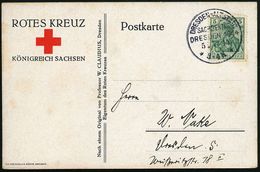 DRESDEN-ALTSTADT/ SACHSENTAG/ ** 1914 (5.7.) Seltener SSt Auf Color-Ak.: ROTES KREUZ/ KÖNIGREICH SACHSEN (rs. Gemälde Vo - Red Cross