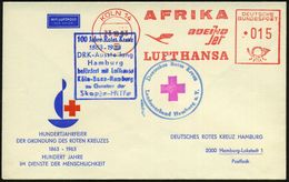 5 KÖLN 14/ LUFTHANSA.. 1963 (23.10.) AFS 015 Pf.+ HdN: DRK + Ra.8.: 100 Jahre RK/1863-1963/ DRK-Ausstellung/ Hamburg/..  - Red Cross