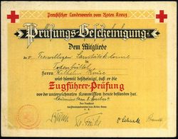 Neumünster 1934 (8.9.) Preuß. Landesverein Vom Roten Kreuz, Prüfungs-Bescheinigung Für Eine Zugführer-Prüfung (gefaltet) - Red Cross