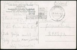 REGENSBURG 2/ U/ DEIN/ DANK/ DEIN/ OPFER/ 2.KRIEGSHILFSWERK FÜR DAS/ DRK 1941 (27.5.) MWSt (NS-DRK-Logo) Klar Gest .Feld - Rotes Kreuz