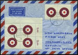 B.R.D. 1963 (24.5.) 20 Pf. "100 Jahre Internat. Rotes Kreuz", Reine MeF: Bogen-Eckrand-4er-Block + Paar (6 Stück) Klar G - Croix-Rouge