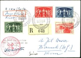 FRANKREICH 1951 (20.7.) SSt: VIENNE/EXPOS. LA CROIX-ROUGE ET LA POSTE 3x Auf Kompl. Satz UPU Etc. + Roter RK-HdN: CRF/Vi - Croce Rossa