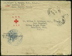 U.S.A. 1944 (5.9.) Rotkreuz-Vordr.-Bf: A.R.C. / A.E.F. (Randmängel) + US-Feldpost-1K = Base Hospital 101, Amex Forces, F - Croix-Rouge