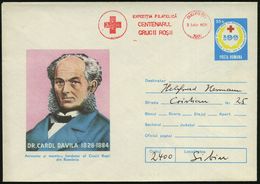 RUMÄNIEN 1976 (3.7.) 55 B. Sonder-U "100 Jahre Rotes Kreuz": Dr. Carol Davila = Rotkreuz-Gründer Rumänien U. Militärarzt - Henry Dunant