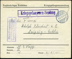 Berlin-Ruhleben 1915 (9.6.) 1K-Gitter: SPANDAU-/RUHLEBEN Auf Vordr-Bf: Engländerlager Ruhleben + Viol. Zensur-Ra.3.: Bri - Croce Rossa