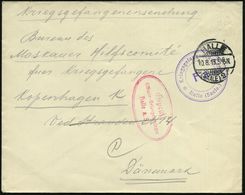 HALLE/ *(SAALE)2f 1915 (10.8.) 1K-Gitter + 2 Viol. Zensur-HdN: Geprüft/Offz.-Gefangenenlager/Halle A.S. (Doppel-Oval) U. - Croce Rossa