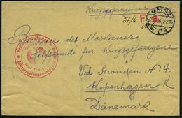 MAINZ/ A1a 1915 (7.7.) 1K-Brücke + Seltener, Roter 2K-HdN: Prüfungsstelle Des/Offiziersgefangenenlagers Mainz/ Geprüft.. - Rotes Kreuz