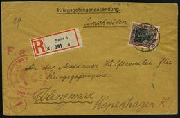 MAINZ/ *1i 1917 (Sept.) 1K-Gitter Auf EF 40 Pf. Germania + Gez. RZ: Mainz 1/d + Roter Zensur-2K-HdN: Prüfungsstelle Des/ - Croix-Rouge