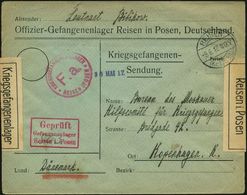 REISEN/ (Kr.LISSA) 1917 (9.6.) 1K-Brücke Auf Vordr.-Bf.: Offizier-Gefagenenlager Reisen In Posen.. + 2x Schw. Verschluß- - Croix-Rouge