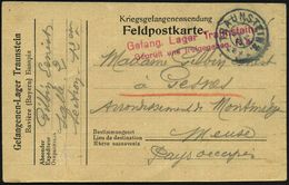 TRAUNSTEIN 2. 1915 (6.12.) Bayer. 2K + Rotviol. Seltener Zensur-2L: Gefang. Lager Traunstein/ Geprüft U. Freigegeben. F. - Red Cross