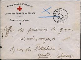 FRANKREICH 1914 (2.12.) Zweifarbiger Vordr.-Bf.: Croix-Rouge Francaise/ UNION Des FEMMES De FRANCE/COMITE DE JOIGNY + 1K - Croix-Rouge