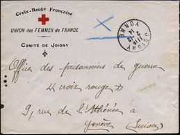 FRANKREICH 1914 (2.12.) Zweifarbiger Vordr.-Bf.: Croix-Rouge Francaise/ UNION Des FEMMES De FRANCE/COMITE DE JOIGNY + 1K - Red Cross