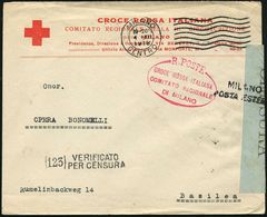 ITALIEN 1916 (4.12.) MaWellenSt: MILANO/CENTRO Auf R.K.-Vordr-Bf: CROCE ROSSA ITALIANA (Milano), Roter Oval-R.K.-HdN + Z - Cruz Roja