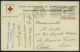 SCHWEIZ 1916 (18.9.) MaWellenSt.: GENEVE 1 , Zweifarbige Vordr.-Kt.: COMITE INTERNAT. DE LA CROIX-ROUGE.. AGENCE INT. DE - Rotes Kreuz