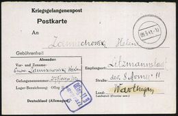 Arnswalde 1941 (9.9.) Stummer 2K-Steg = Tarnstempel Arnswalde + Viol. Ra.3: OFLAG II B/geprüft/5 (Wo.2, 50 Pkte.) Kgf.-V - Rode Kruis