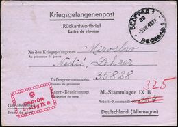 Bad Orb 1943 (5.8.) Zweisprachiger 1K: BEOGRAD 1/30 Auf Französ.-dt. Kgf.-Faltbf.-Vordruck An Stalag IX B! Mit Serbo-kro - Rode Kruis