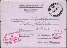 Bad Orb 1943 (5.8.) Zweisprachiger 1K: BEOGRAD 1/30 Auf Französ.-dt. Kgf.-Faltbf.-Vordruck An Stalag IX B! Mit Serbo-kro - Red Cross