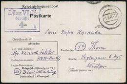 Dössel-Warburg 1944 (1.8.) Stummer 2K-Steg = Tarnstempel Warburg + Viol. Ra.4: Oflag VI - B/ Geprüft:/4 B Auf Entspr. Kg - Rode Kruis