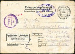 Fürstenberg 1944 (31.10.) Stummer 2K = Tarnstempel Fürstenberg A. Französ.-deutscher Kgf.-Vordr.-Bf. "Besetztes Gebiet S - Croce Rossa