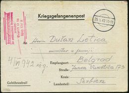 Nürnberg 1942 (29.5.) Stummer 1K. = Tarnstempel + Roter 5L: Kriegsgefangenensendung/Zur Gebührenfreien Beförderung/ Zuge - Croix-Rouge