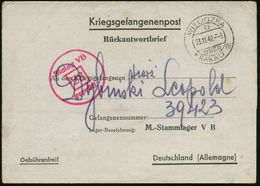 GENERALGOUVERNEMENT 1942 (23.11.) 2K-Steg: WIELICZKA/b/ÜBER/KRAKAU 2 = PSt.I + Roter Zensur-1K: Stalag VB/28/ Geprüft =  - Croix-Rouge