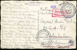 SCHWEIZ 1940 (21.8.) Schw. 2K: Camp Militaire D'internement/Suisse/Franc De Port/Zell/(Luz.) + Roter Zensur-Ra.: Zuzuste - Rode Kruis