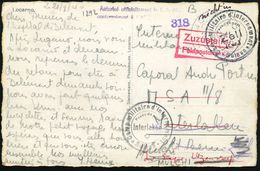 SCHWEIZ 1940 (21.8.) Schw. 2K: Camp Militaire D'internement/Suisse/Franc De Port/Zell/(Luz.) + Roter Zensur-Ra.: Zuzuste - Cruz Roja