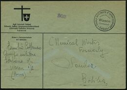 SCHWEIZ 1943 Schw. 2K: Wasen/(Emmental)/ Franc De Port/Camp Militaire D'internement/*Suisse* , Vordr.Bf.: Schweiz. Katho - Red Cross