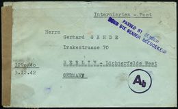 SÜDAFRIKA 1942 (Dez.) Kgf.-Lager BAVIAANSPORT, Ovaler U. Zensur-2L: PASSED BY CENSOR.. (Wo.3,6, + 95 Pkte.) + Kl. Zensur - Rode Kruis